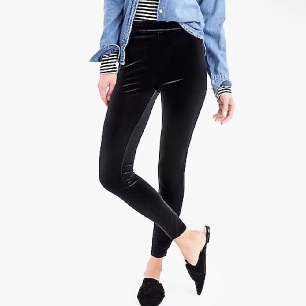 NWOT J. Crew Woman’s Leggings M Pants Stretch Velvet Velour Black
